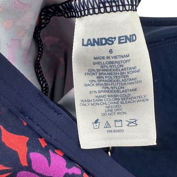 Lands' End Deep Sea Prism Keyhole High Neck Tankini size 6 - Picture 4 of 7